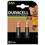 Duracell HR03 750 mAh 1.2V Şarj Edilebilir 2'li İnce Kalem Pil