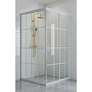 Durul 105x105 cm Kare 5 mm Buzlu Beyaz Çizgi Yükseklik 190 cm Duşakabin