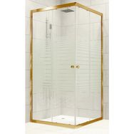 Durul 115x120 cm Altın Profil 4 mm Çizgili Cam Duş Teknesiz Duşakabin