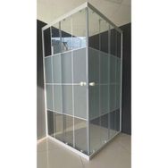 Durul 70x115 cm Kare 4 mm Orta Buzlu Beyaz Çizgi Yükseklik 180 cm Duşakabin