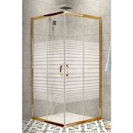 Durul 70x125 cm Altın Profil 5 mm Çizgili Cam Duş Teknesiz Duşakabin