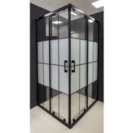 Durul 80X120 cm Dikdörtgen 5 mm Orta Buzlu Siyah Çizgi Yükseklik 190 CM Duşakabin