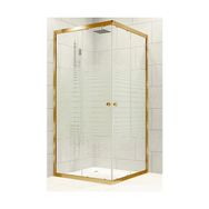Durul 80x95 cm Altın Profil 5 mm Çizgili Cam Duş Teknesiz Duşakabin