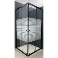 Durul ‎AK5SC Kare ve Dikdörtgen Siyah Profil 5 mm Çizgili Temper Cam Duşakabin