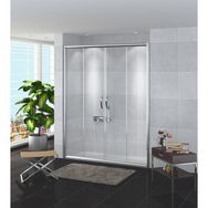 Durul DİDAC130 Teknesiz 132 cm İki Duvar Arası 2 Sabit + 2 Kayar Çizgili Ön Cephe Duşakabin
