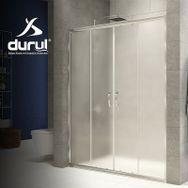 Durul DİDAC15 Teknesiz 153 cm İki Duvar Arası 2 Sabit + 2 Kayar Çizgili Ön Cephe Duşakabin