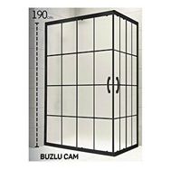 Durul Dikdörtgen 5 mm Komple Buzlu Siyah Karolaj Yükseklik 190 cm 80x100 cm Duşakabin