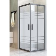 Durul H:190 cm 95x115 cm Kare Siyah Profil 5 mm Desenli Duşakabin