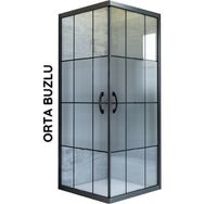 Durul Kare Ortası Buzlu Siyah Çizgi 5 mm H:190 Duşakabin