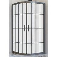 Durul Oval Siyah Çizgi Buzlu 5 mm Yükseklik 190 cm 80x80 cm Duşakabin