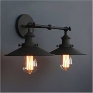 Dylight Retro Metal Dekoratif Rustik 2'li Siyah Mafsallı Duvar Aplik