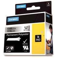 Dymo 18486 12 mm 5.5 mt Metalik Gri-Siyah Rhinopro Sabit Polyester Şerit