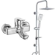 E.C.A Luna Banyo Bataryası + T-May Banyo Belen Kare Tepe Paslanmaz Krom Duş Seti