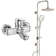 E.C.A Luna Banyo Bataryası ve T-May Paslanmaz Krom Banyo Ayvacık Elips Tepe Duş Takımı Seti