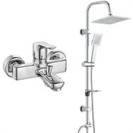 E.C.A Luna Banyo Bataryası ve T-May Paslanmaz Krom Banyo Çam Kare Tepe Duş Takımı Seti
