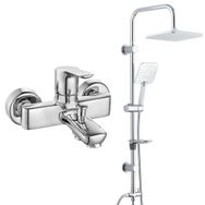 E.C.A Luna Banyo Bataryası+T-May Banyo Çamlıca Kare Tepe Paslanmaz Krom Duş Seti