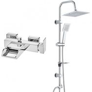 E.C.A Natura Banyo Bataryası ve T-May Paslanmaz Krom Banyo Çam Kare Tepe Duş Takımı Seti