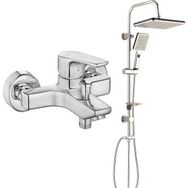 E.C.A Niobe Banyo Bataryası ve T-May Krom Paslanmaz Banyo Sümbül Kare Tepe Duş Takımı Seti