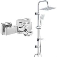E.C.A Tiera Banyo Bataryası ve T-May Paslanmaz Krom Banyo Çam Kare Tepe Duş Takımı Seti