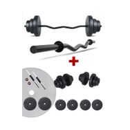 Ecgspor Hero Serisi 25 kg Z Bar Dambıl Seti ve Fitness Ağırlık Seti