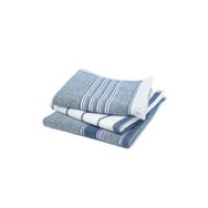 Ecocotton 40x60 cm 3'lü %100 Pamuklu İplik Boyalı Özel Dokuma Mavi Krem Elis Kurulama Havlusu