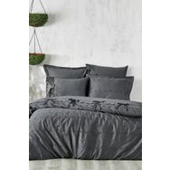 Ecocotton Carmen %100 Organik Pamuk Saten Brodeli Antrasit Battal Boy Nevresim Takımı