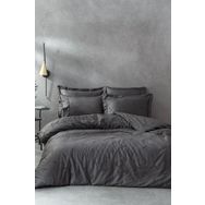 Ecocotton Güz Çift Kişilik 100 Organik Pamuk Saten Brodeli Antrasit 200x220 cm Nevresim Takımı