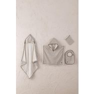 Ecocotton Hasna 4'lü %100 Organik Pamuk Keten Melanj Bebek Panço Seti