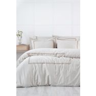 Ecocotton Lavin Çift Kişilik %100 Organik Pamuk Saten Nakışlı Bej-Gold 200x220 cm Nevresim Takımı