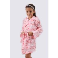 Ecocotton Turna %100 Organik Pamuk Müslin Baskılı Somon Kız Çocuk Bornoz