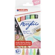 Edding 5100 Sarı-Mavi-Yeşil-Gül-Gri 2-3 MM 5'li Paket Pastel Yuvarlak Uç Akrilik Markör
