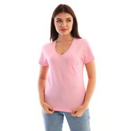 EDELLE Regular Fit Bebe Pembesi V Yaka Kadın T-shirt