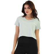 EDELLE Regular Fit Mint V Yaka Kadın Crop T-shirt