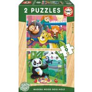 Educa 2X9 Parça Zoo Animals Ahşap Puzzle