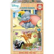 Educa Disney Animals 2x16 Parça Ahşap Puzzle