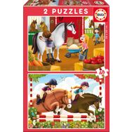 Educa Horse Grooming 2x48 Parça Çocuk Puzzle