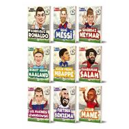 Efsane Futbolcular Ronaldo - Messi - Neymar - Haaland - Mbappe - Salah - Benzema - Mane - lewandowski - 9 Kitap Set - Dokuz Yayınları