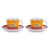 Egan Italy Le Casette 2'li 340 ml Kırmızı Çay Fincanı Seti