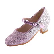 Eight KM EKM7015 Mary Jane Sparkle Glitter Kademeli Mor Kız Yüksek Topuklu Ayakkabı