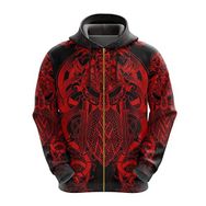 EINDUS StilA Viking Raven Fermuarlı Kapüşonlu Sweatshirt