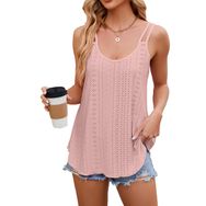 EIRUKON Tank Top Spagetti Pembe Kolsuz Yuvarlak Yaka Askılı Kadın Gömlek