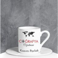 Ejoya 90689 Kişiye Özel Coğrafya Öğretmeni Türk Kahvesi Fincanı
