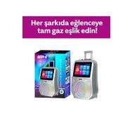 Ekranlı Taşınabilir Mikrofonlu Bluetooth Hoparlör Youtube Destekli, Işıklı, Tekerlekli Müzik Kutusu