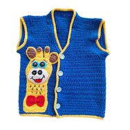 El Örgüsü Bebe Yeleği Erkek çocuk-Mavi