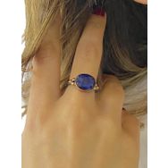 El Üretim Doğal Safir Oval Taş Otantik 925 Ayar Gümüş Yüzük