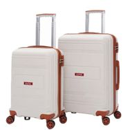 Elatae V305 Bej-Camel Premium Polipropilen Orta ve Kabin Boy 2'li Kırılmaz Valiz Seti