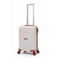 Elatae V305 Premium Bej-Camel Polipropilen Kabin Boy Kırılmaz Valiz Seti