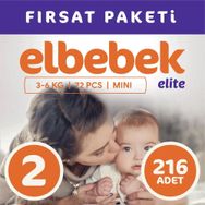 Elbebek Elite No:2 Mini 216 Adet Bebek Bezi