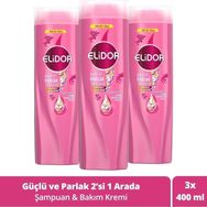 Elidor Superblend 2'si 1 Arada Güçlü ve Parlak 3x400 ml Şampuan ve Saç Bakım Kremi
