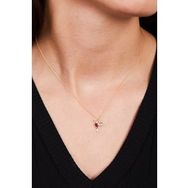 Elika Silver 925 Ayar Altın Kaplama Taşlı Ruby Kuş Model Kadın Gümüş Kolye